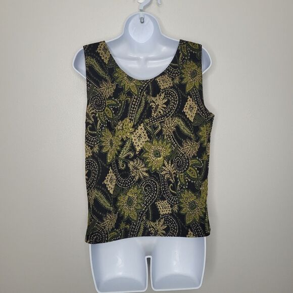 Vintage y2k 90s green black grunge whimsigoth boxy top size 12 - Picture 2 of 5